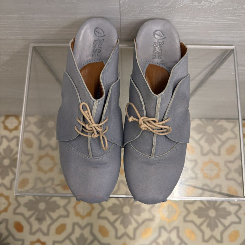 Sergio Tomani Light Blue Lace Up Clogs 40