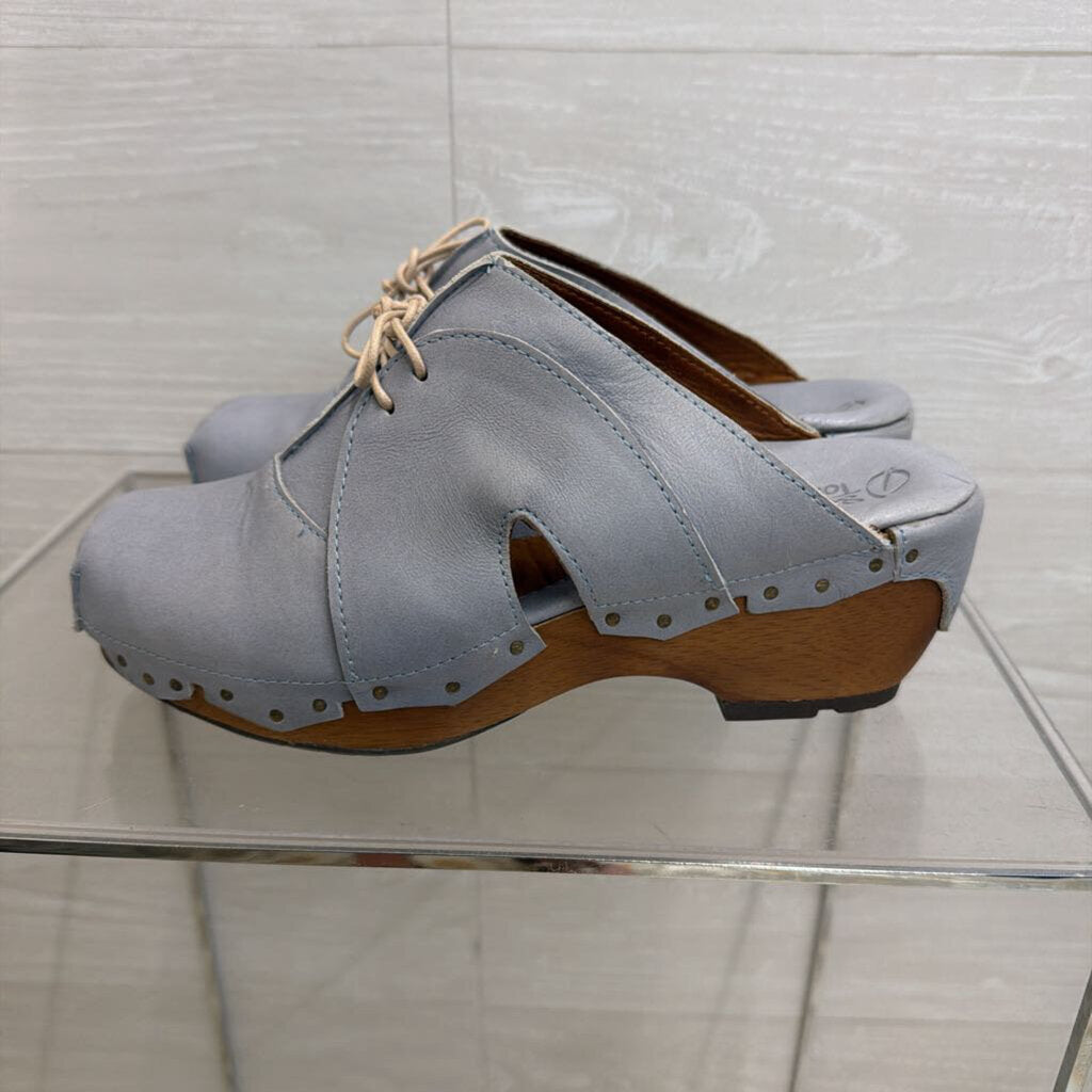 Sergio Tomani Light Blue Lace Up Clogs 40