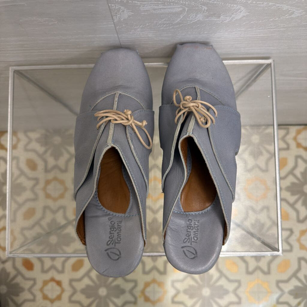 Sergio Tomani Light Blue Lace Up Clogs 40