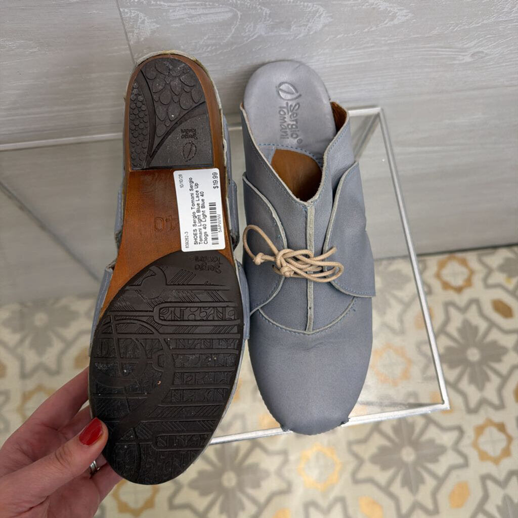Sergio Tomani Light Blue Lace Up Clogs 40