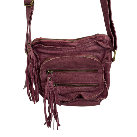 Purple Double Zip Crossbody Leather