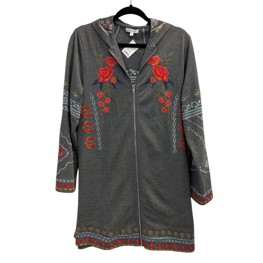 Grey Embroidered Tunic Zip Up Jacket Extra Large