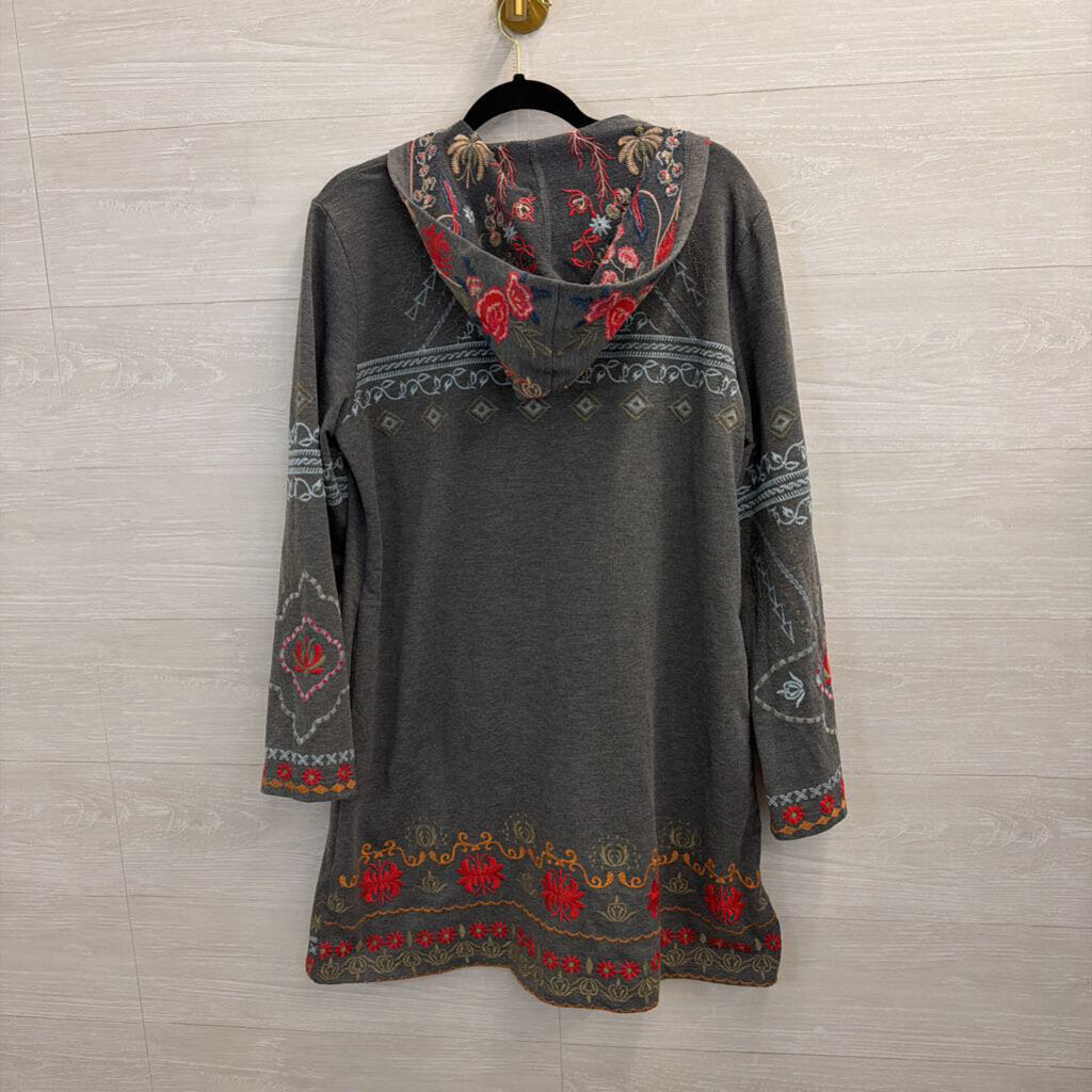 Grey Embroidered Tunic Zip Up Jacket Extra Large