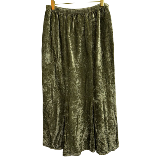 Olive Crushed Velvet Maxi Skirt Medium