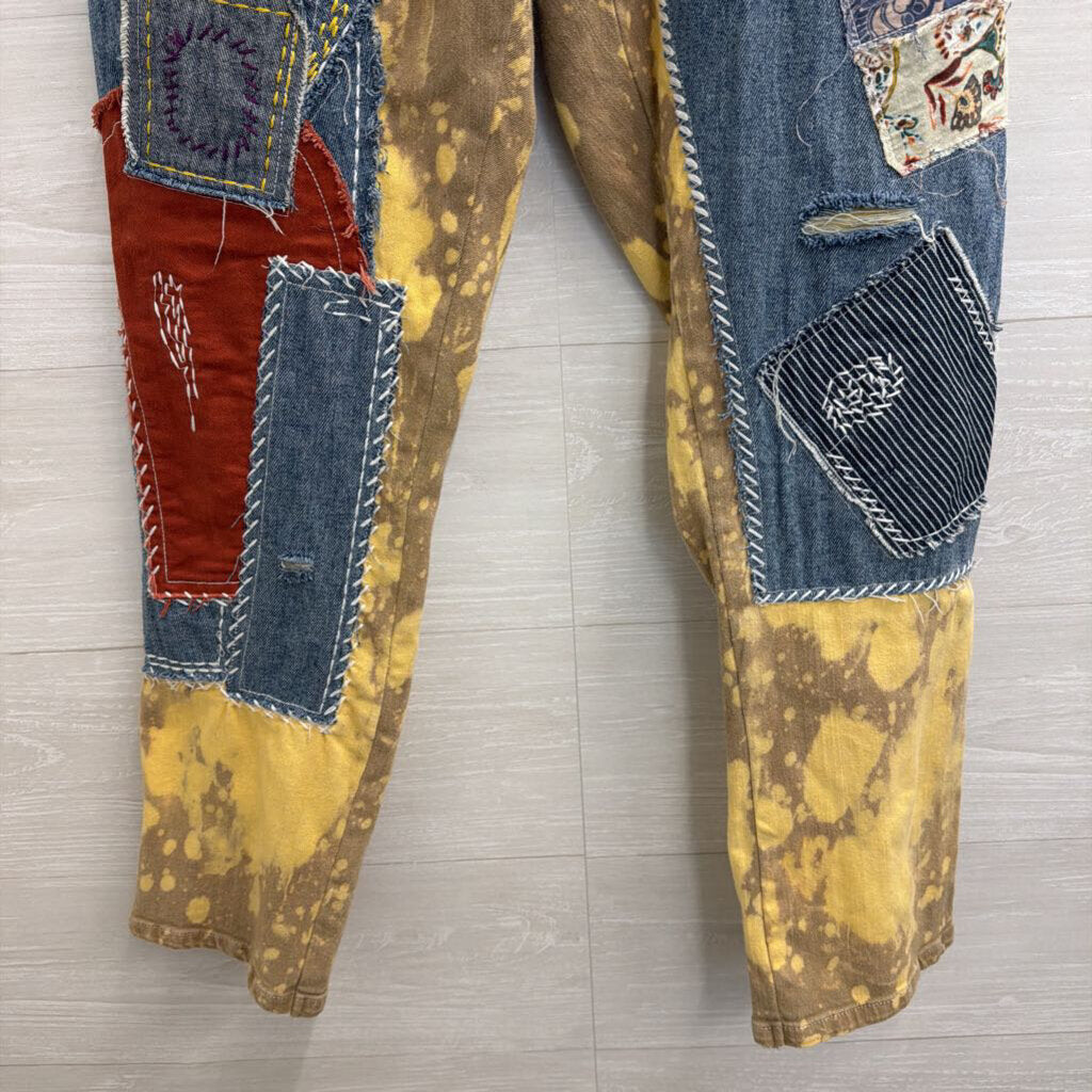Jaded Gypsy Golden Wash Moon and Eye Patchwork Pants Medium