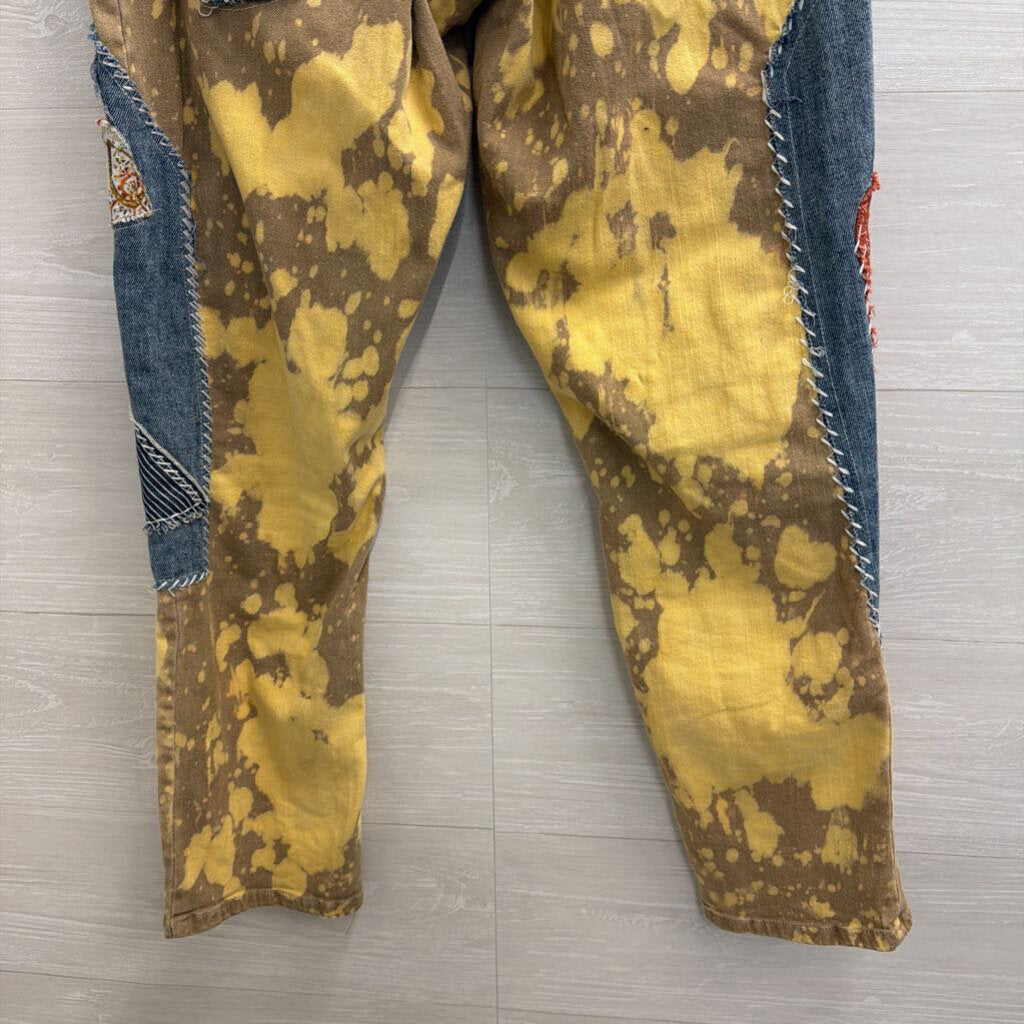 Jaded Gypsy Golden Wash Moon and Eye Patchwork Pants Medium