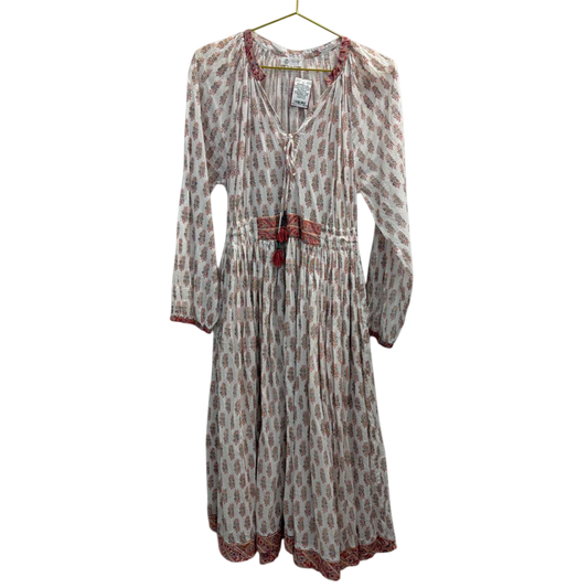 Lala Fashion Cream Floral Tassel Maxi Dress Large/Extra Large