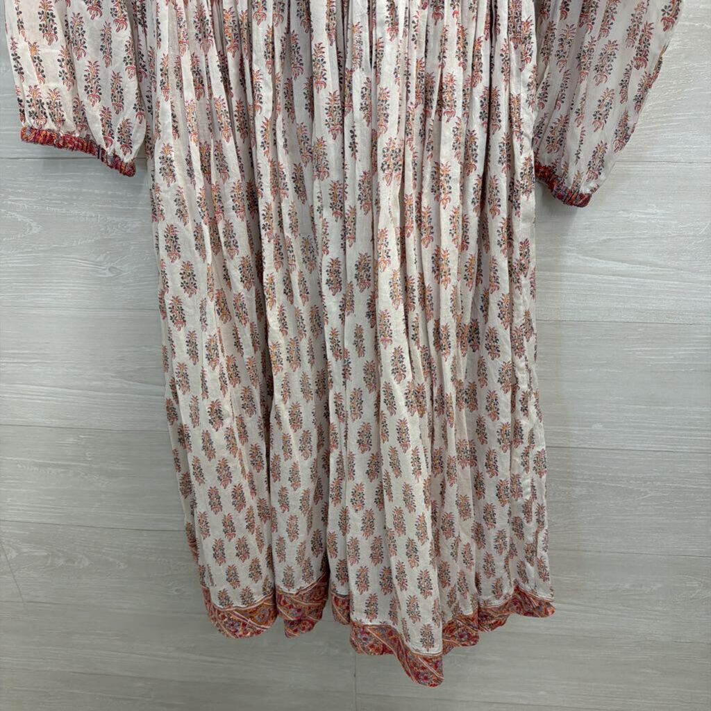 Lala Fashion Cream Floral Tassel Maxi Dress Large/Extra Large