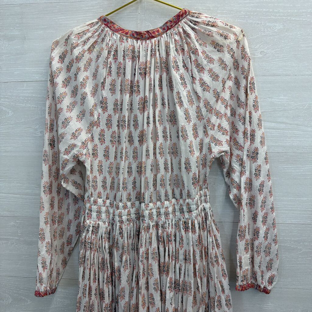Lala Fashion Cream Floral Tassel Maxi Dress Large/Extra Large