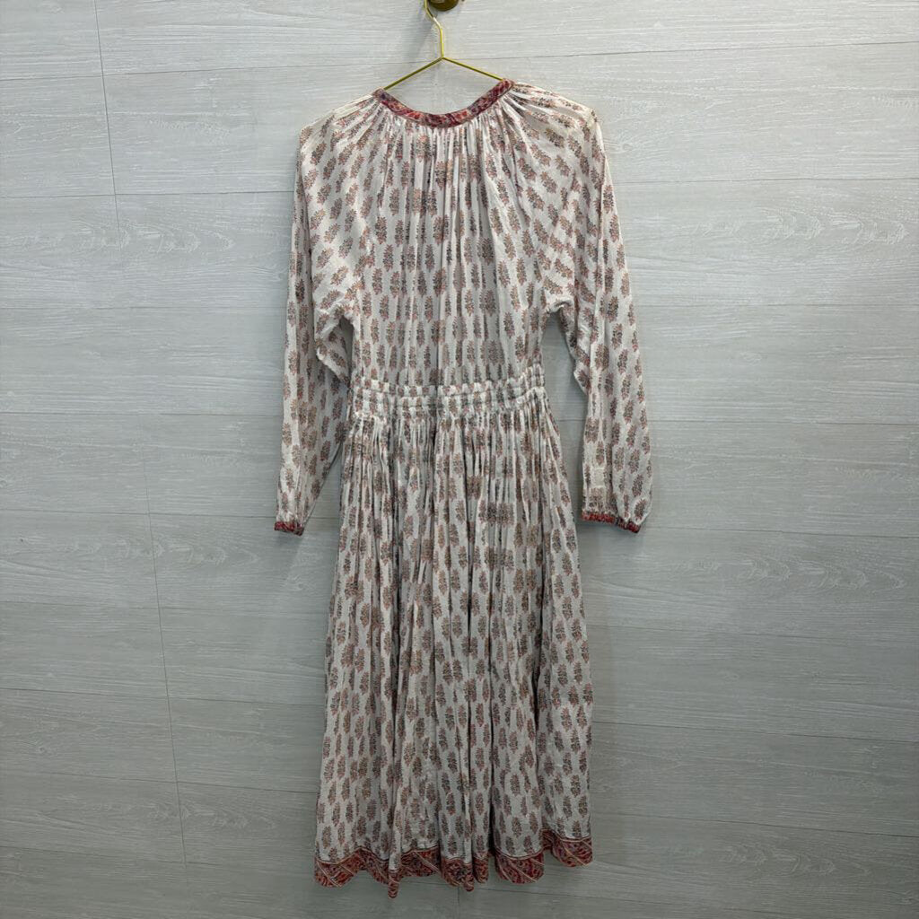 Lala Fashion Cream Floral Tassel Maxi Dress Large/Extra Large