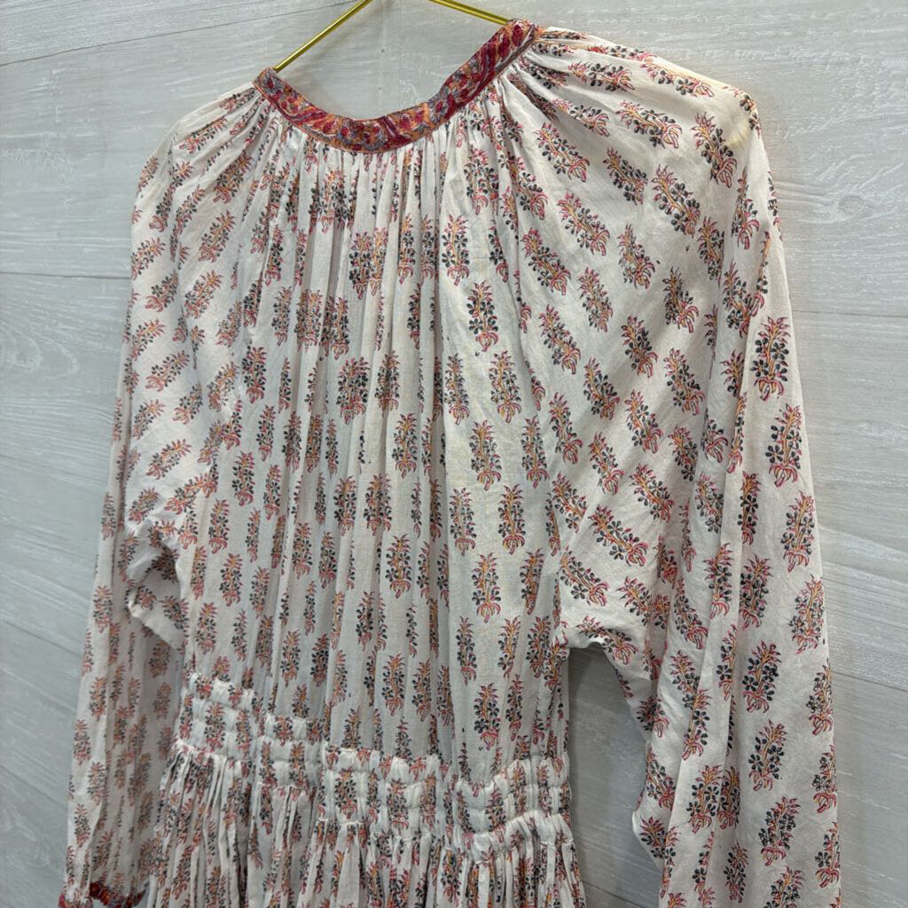 Lala Fashion Cream Floral Tassel Maxi Dress Large/Extra Large