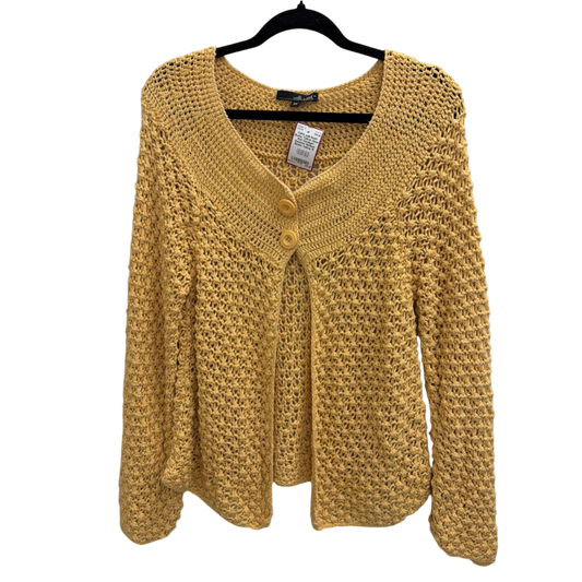 Butter Yellow Open Knit Cardigan Sweater Medium
