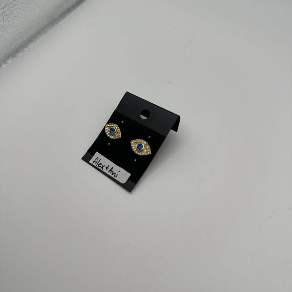 Alex and Ani Blue Pave Evil Eye Stud Earrings