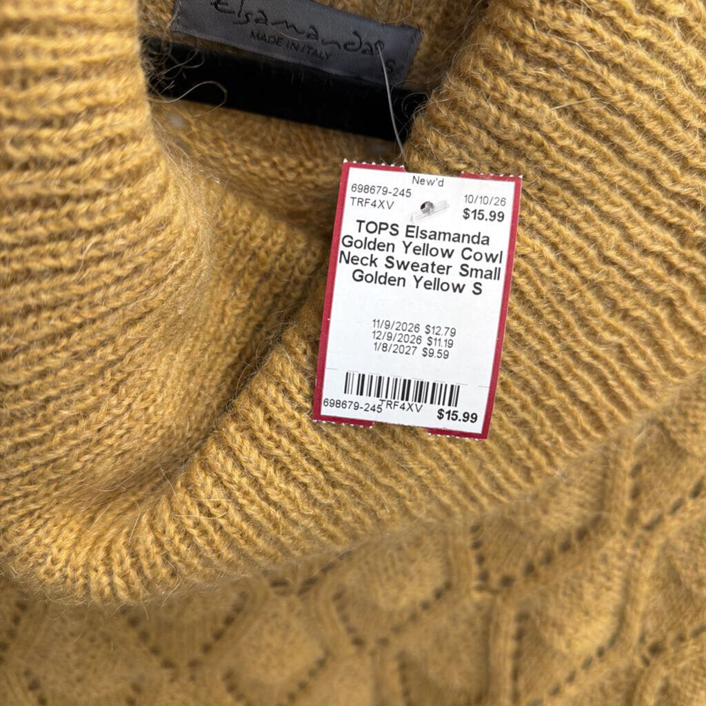 Golden Yellow Cowl Neck Sweater Small