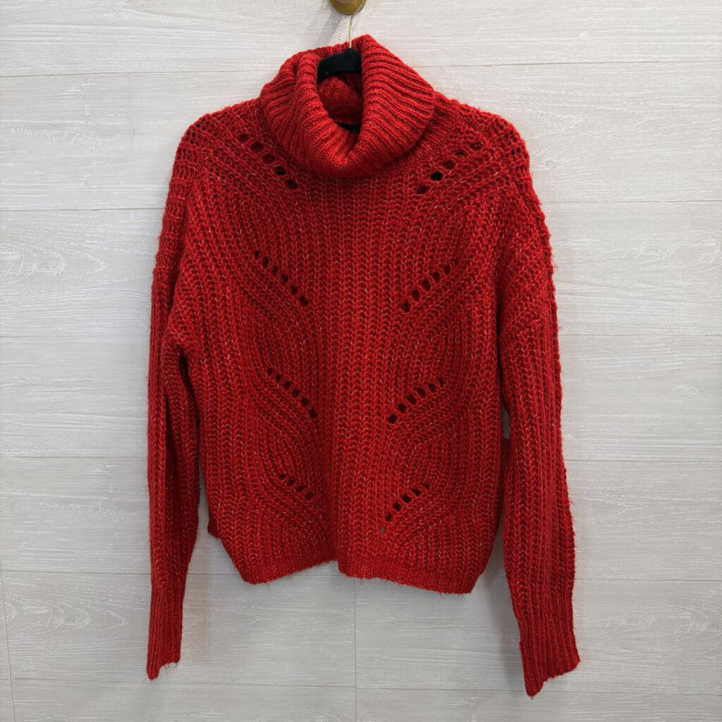 Red Turtleneck Knit Sweater Large