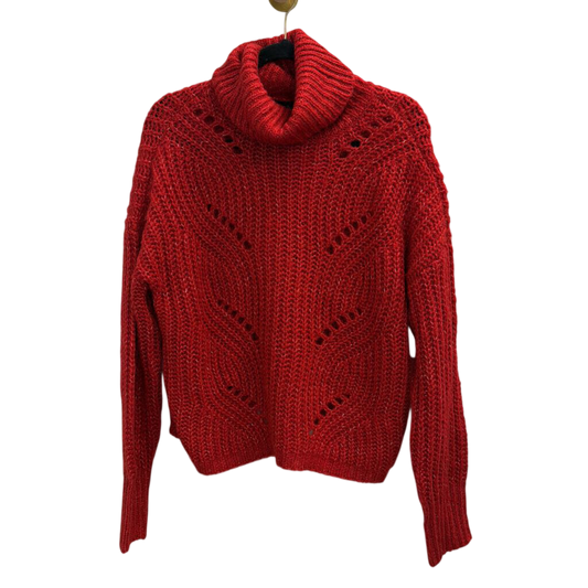 Red Turtleneck Knit Sweater Large