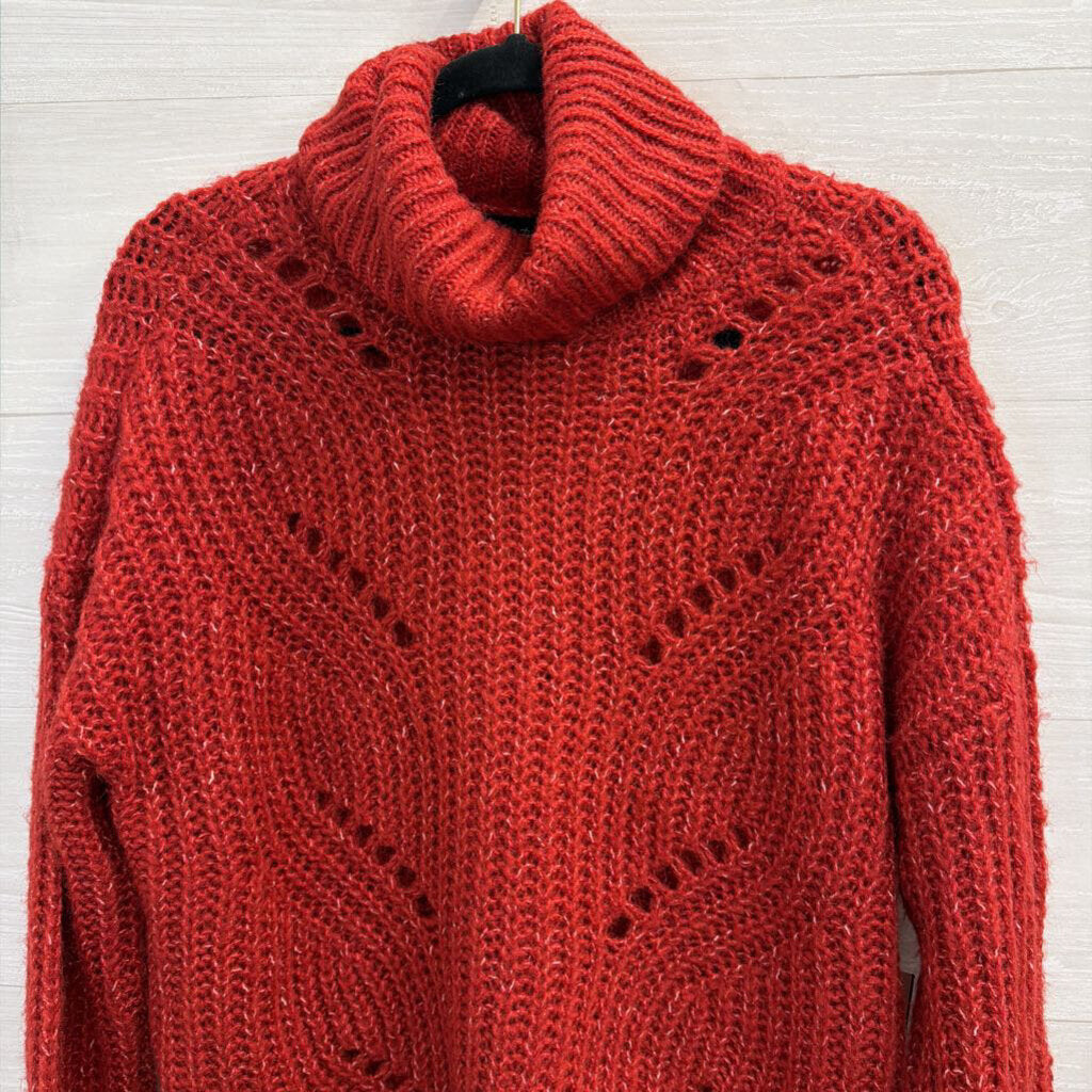 Red Turtleneck Knit Sweater Large