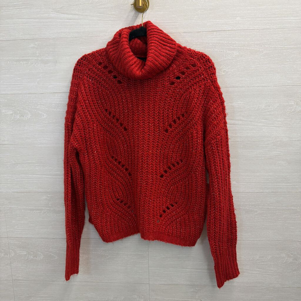 Red Turtleneck Knit Sweater Large