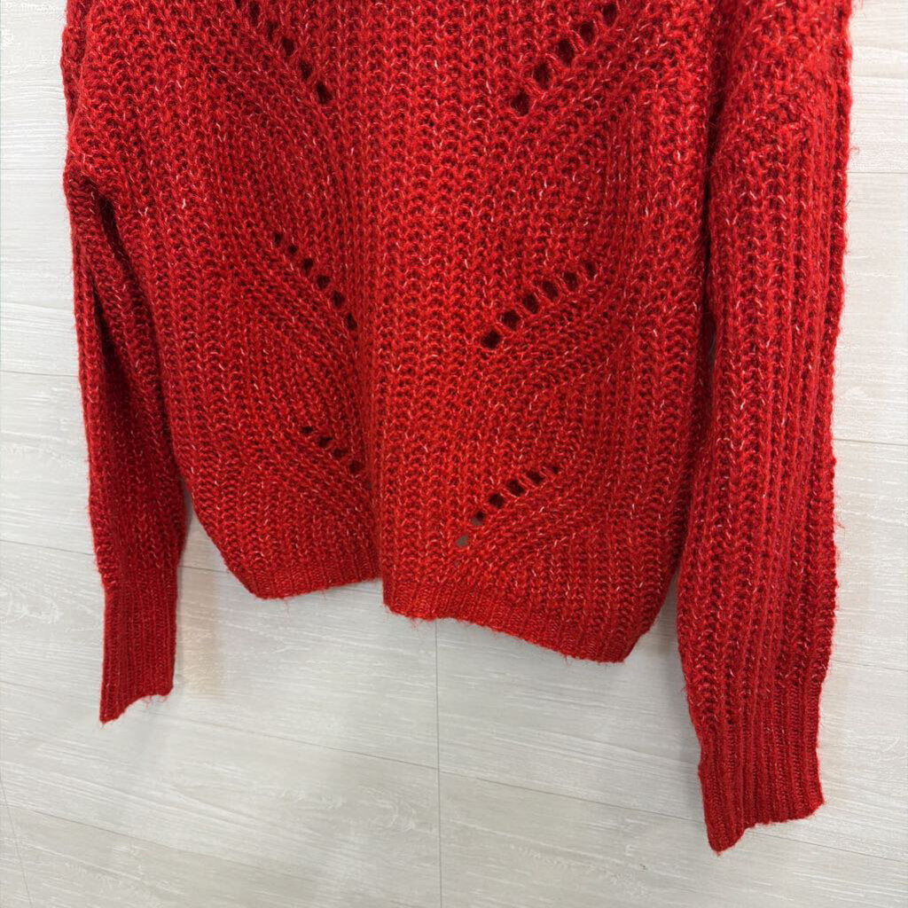 Red Turtleneck Knit Sweater Large