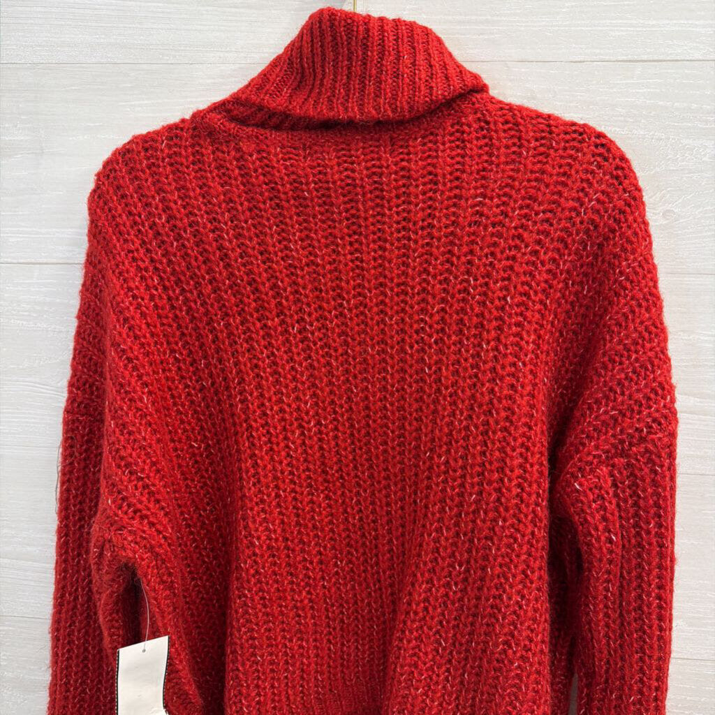 Red Turtleneck Knit Sweater Large