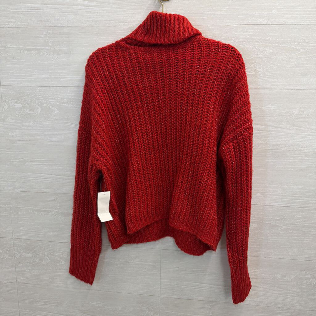 Red Turtleneck Knit Sweater Large