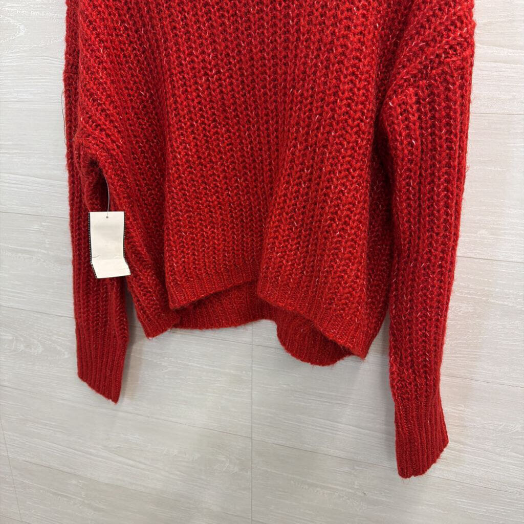 Red Turtleneck Knit Sweater Large
