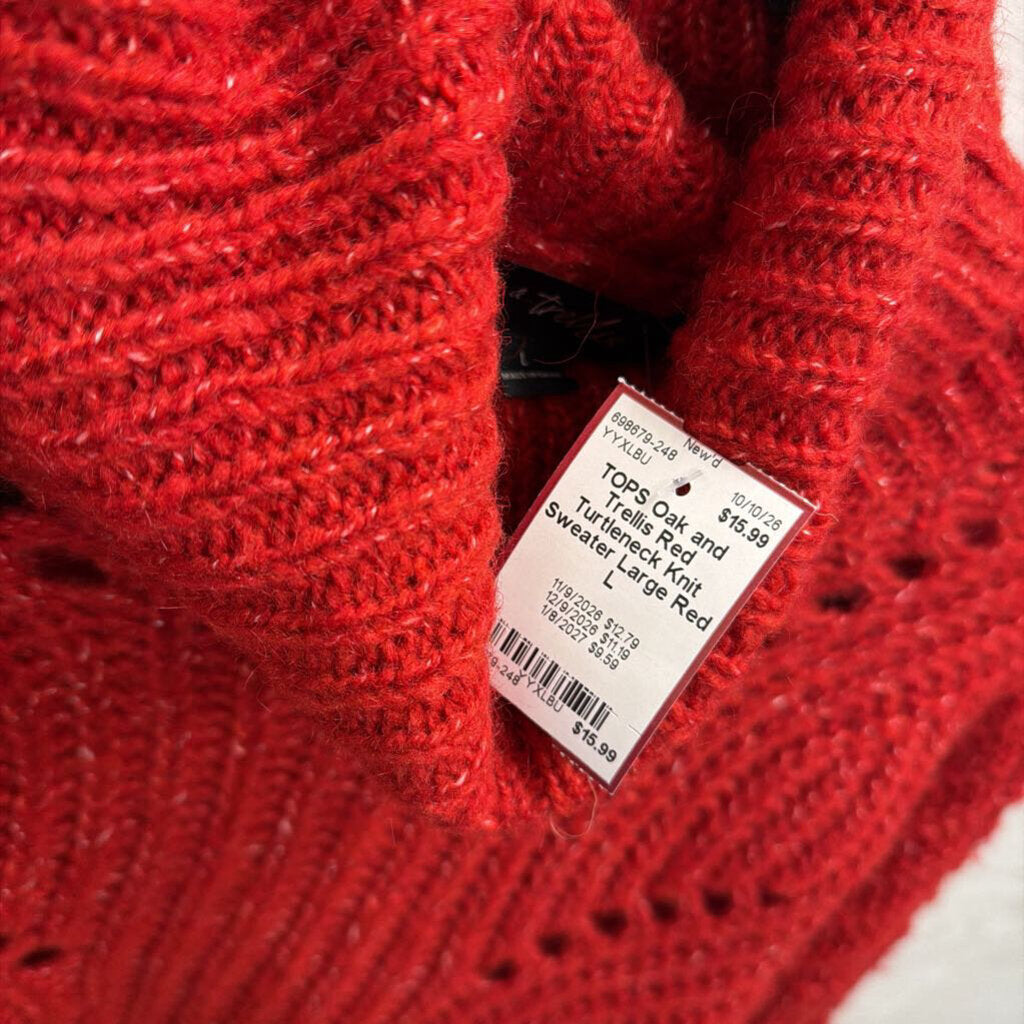 Red Turtleneck Knit Sweater Large