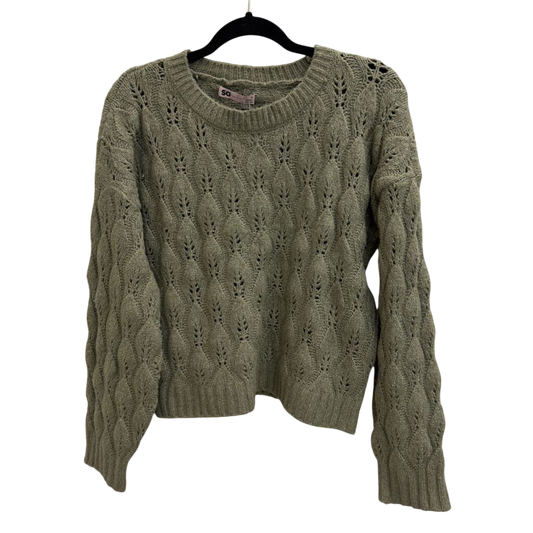 Sage Green Open Knit Crop Sweater Medium