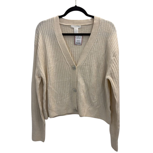 Cream Cardigan with Rhinestone Buttons Large