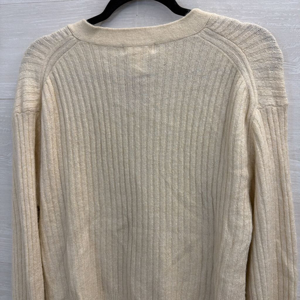Cream Cardigan with Rhinestone Buttons Large