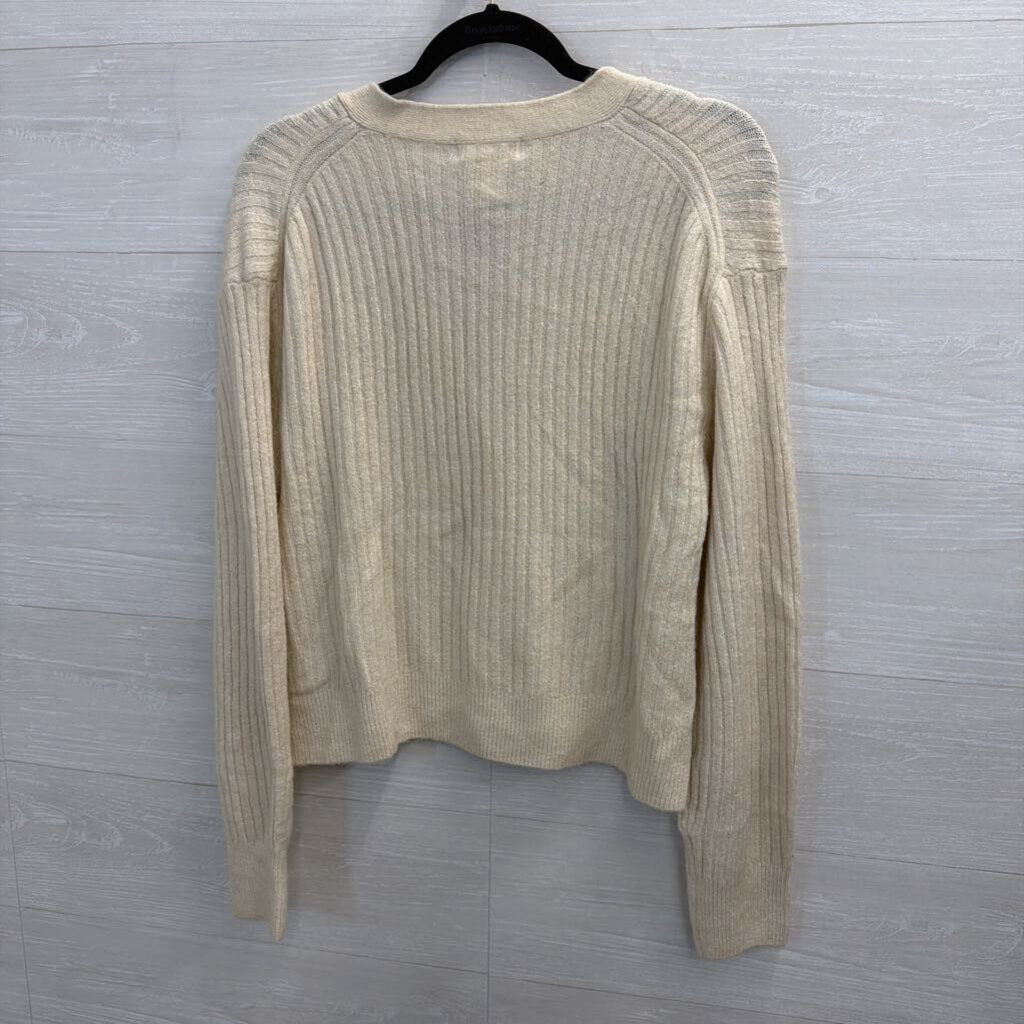 Cream Cardigan with Rhinestone Buttons Large
