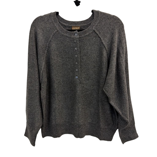 Charcoal Grey Henley Sweater Large