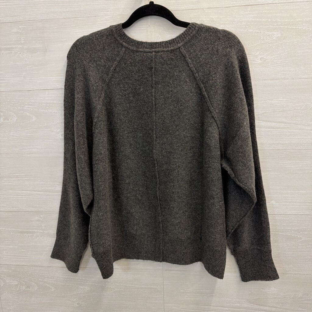 Charcoal Grey Henley Sweater Large