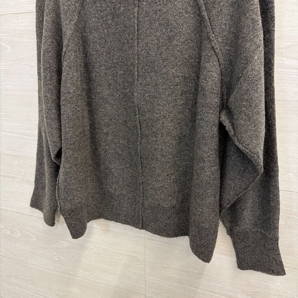 Charcoal Grey Henley Sweater Large