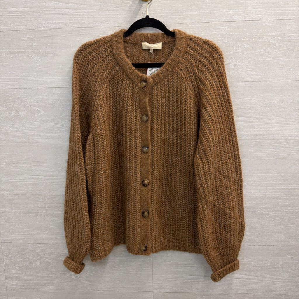 La Maille Sezane Brown Chunky Knit Cardigan Large