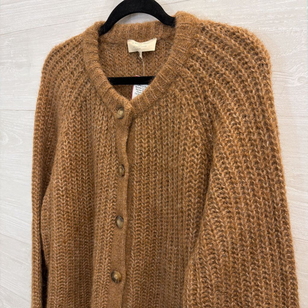 La Maille Sezane Brown Chunky Knit Cardigan Large