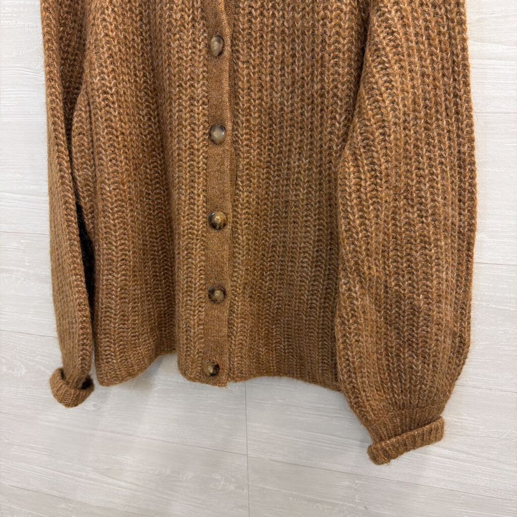 La Maille Sezane Brown Chunky Knit Cardigan Large