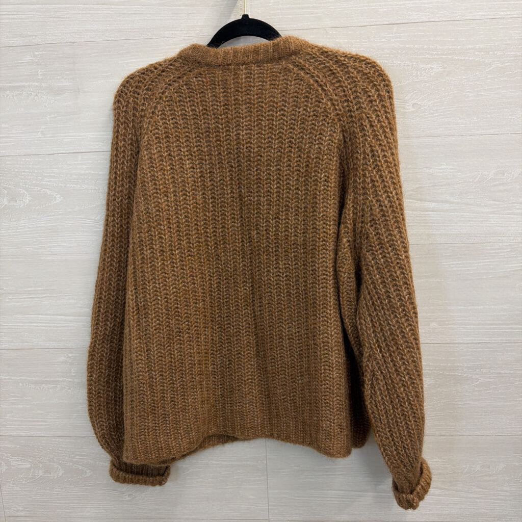La Maille Sezane Brown Chunky Knit Cardigan Large