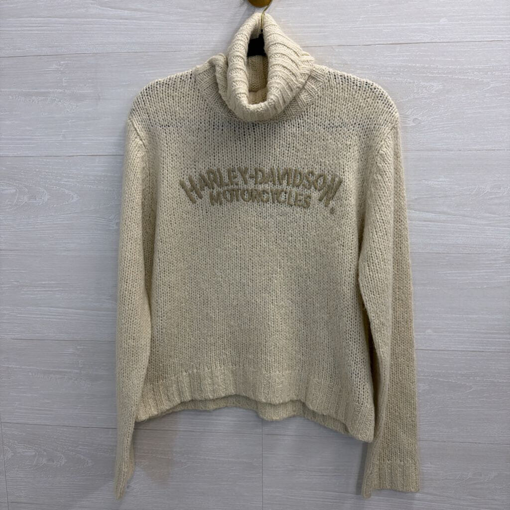 Harley Davidson Cream Turtleneck Sweater Large