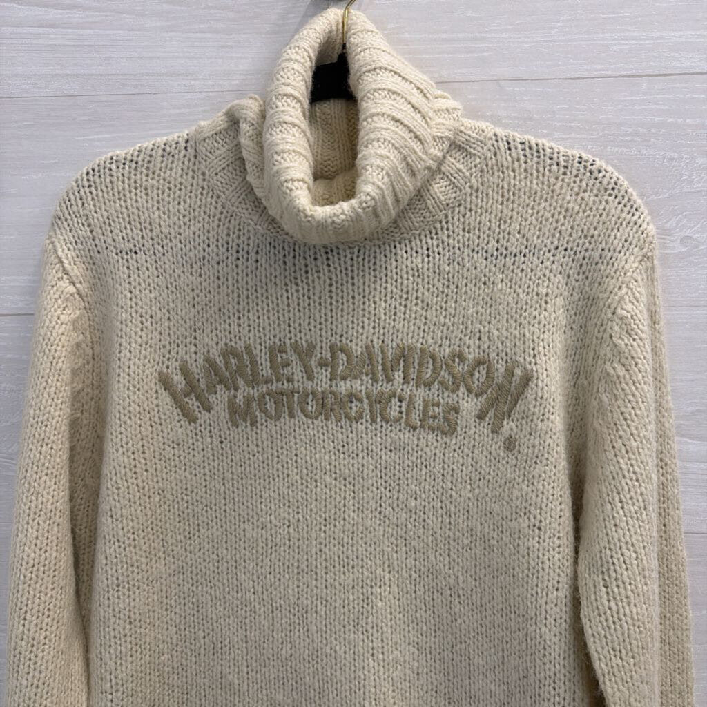 Harley Davidson Cream Turtleneck Sweater Large