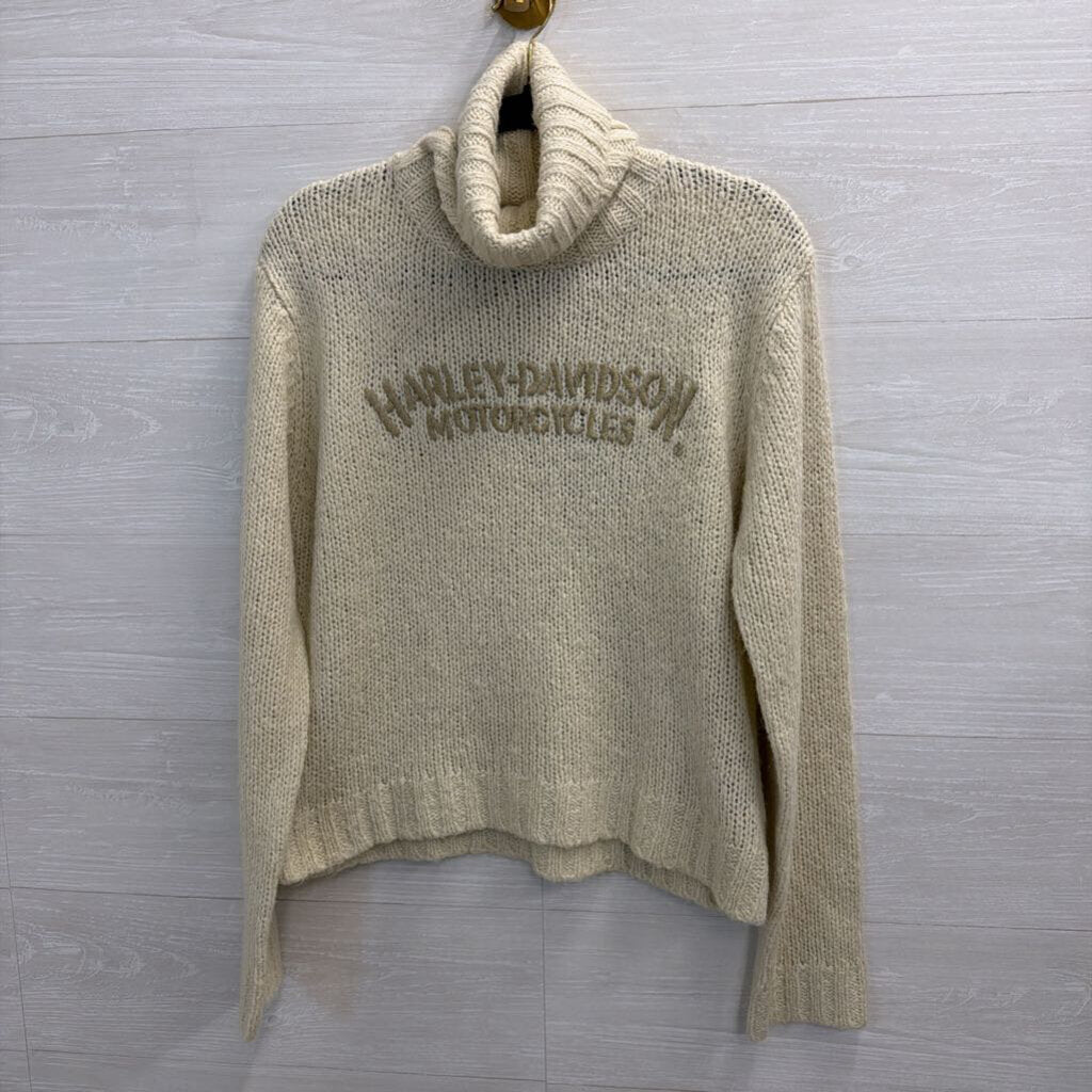 Harley Davidson Cream Turtleneck Sweater Large