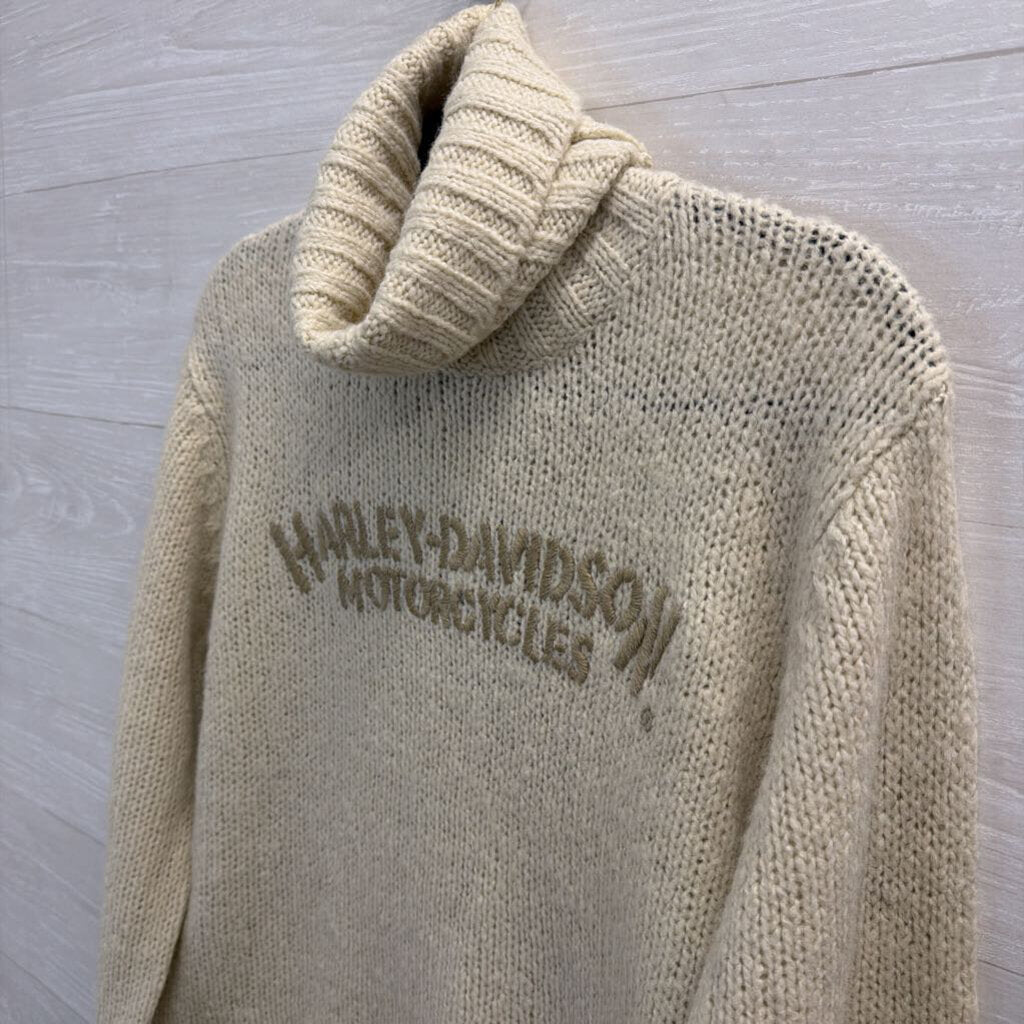 Harley Davidson Cream Turtleneck Sweater Large