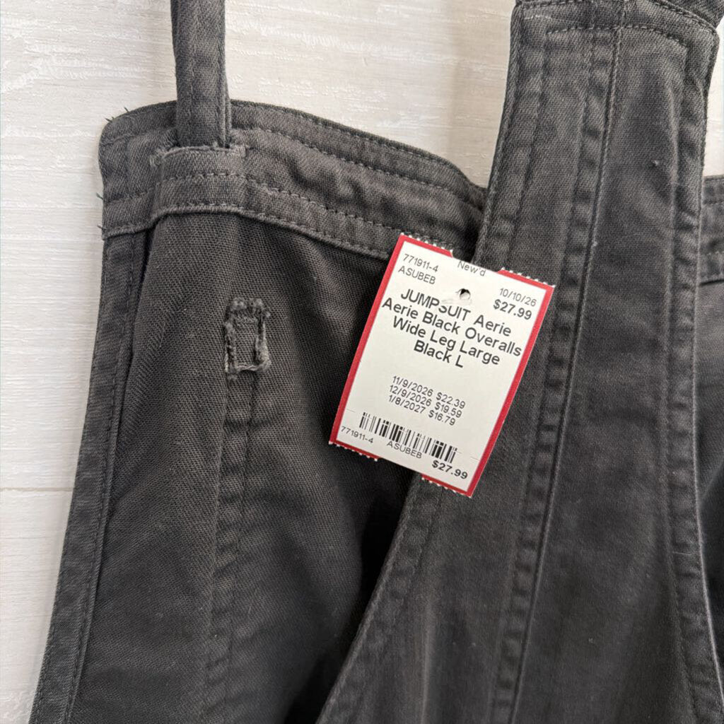 Aerie Black Overalls Wide Leg Large