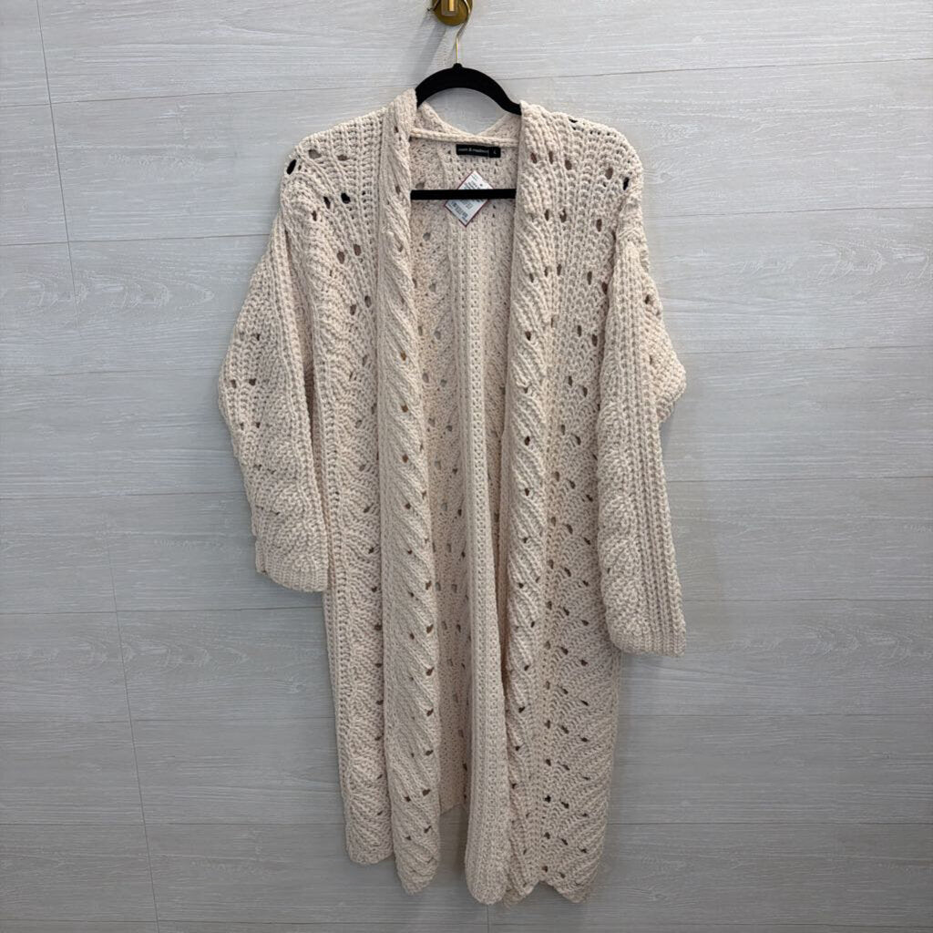 Cream Chunky Knit Duster Cardigan Large