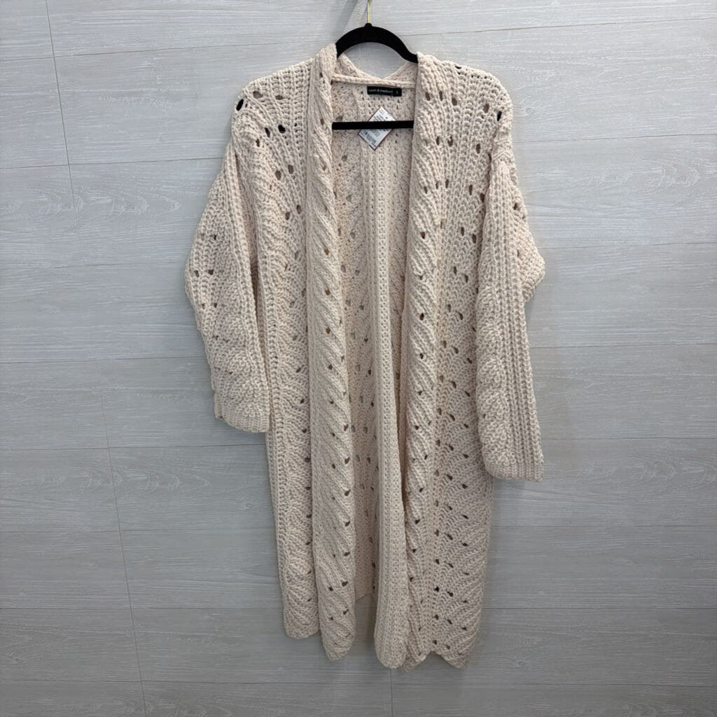 Cream Chunky Knit Duster Cardigan Large