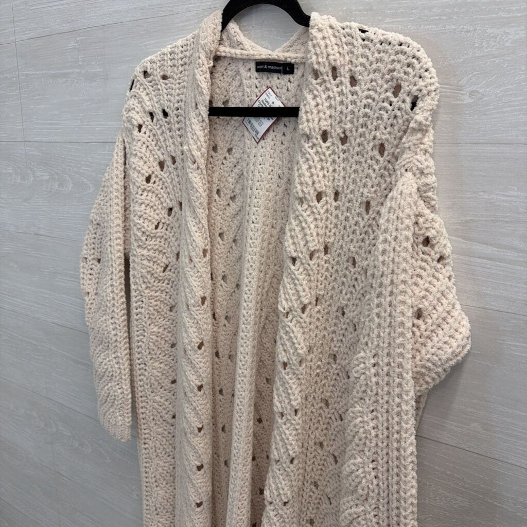 Cream Chunky Knit Duster Cardigan Large
