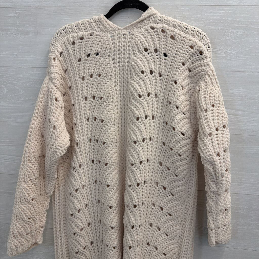 Cream Chunky Knit Duster Cardigan Large