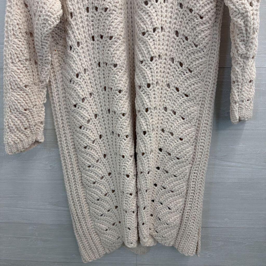 Cream Chunky Knit Duster Cardigan Large