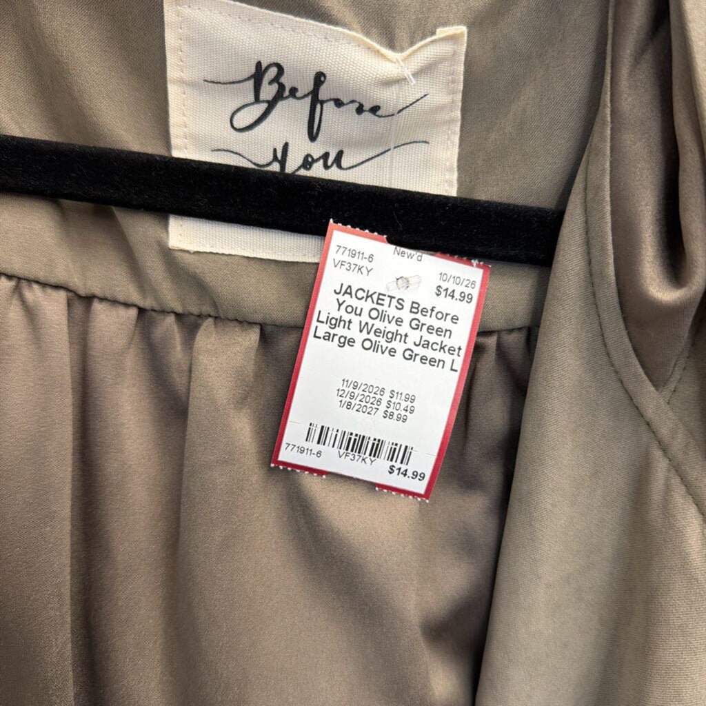 Olive Green Light Weight Jacket Large