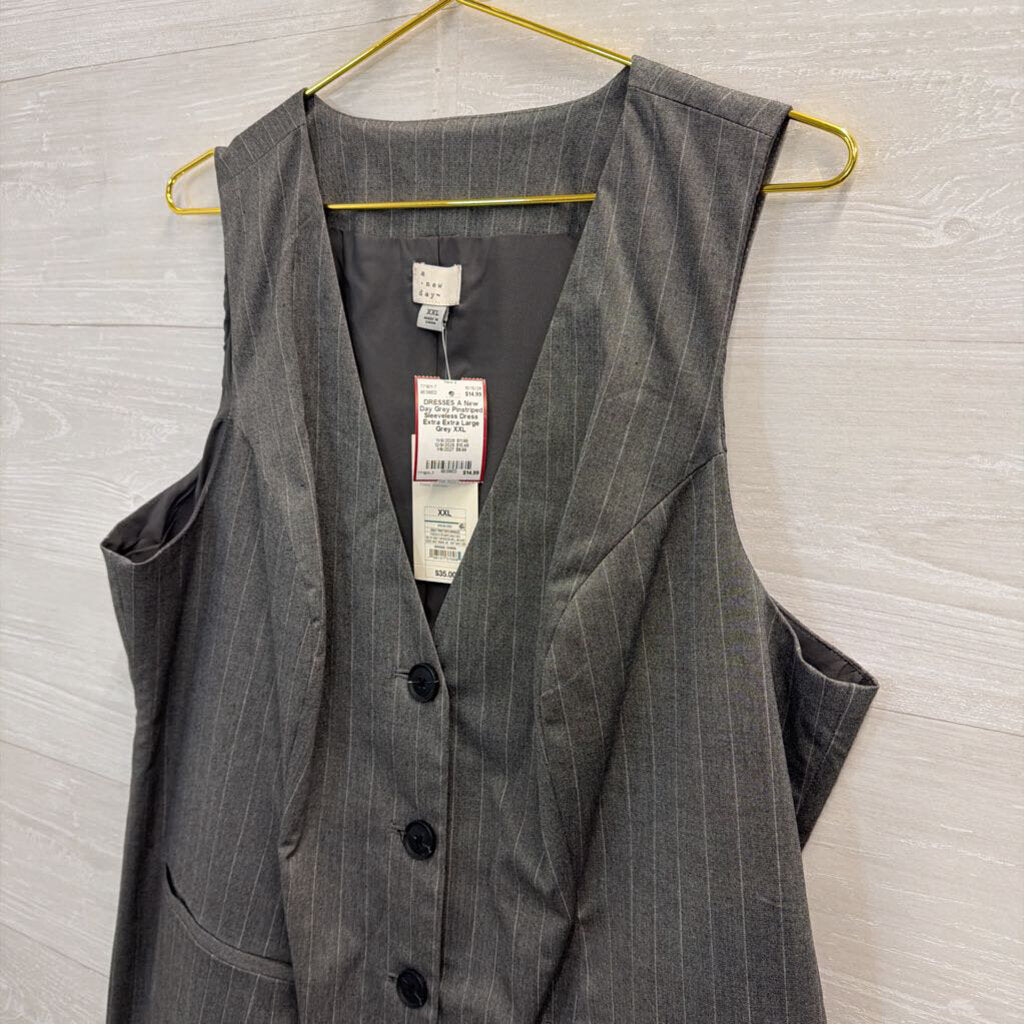 Grey Pinstriped Sleeveless Dress Extra Extra Large